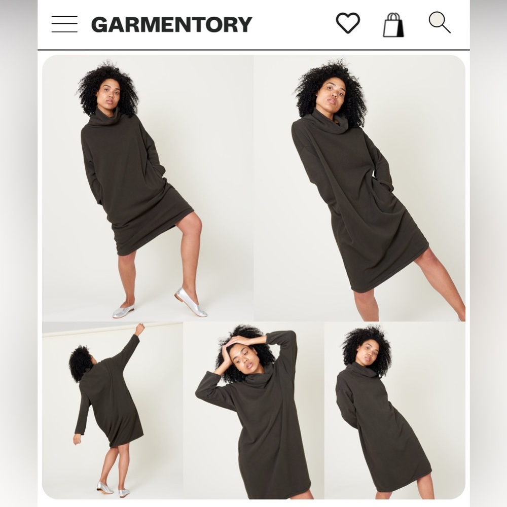 Black Crane Turtleneck Sweatshirt Dress